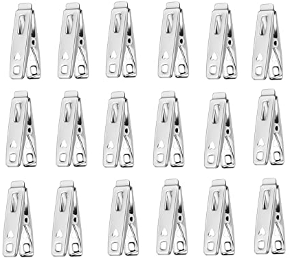 Mollette per Bucato in Acciaio Inox, 20 Mollette Abiti Clip Antivento Mollette Clip Bucato Multifunzionali Antiscivolo Mollette in Acciaio Inossidabile Adatto per Interni Esterni per Vestiti Calze