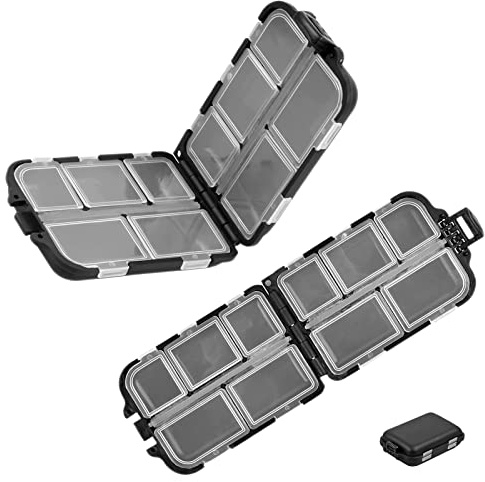 2 Pièces Boîte à Pêche, Boîte de Rangement Étanche pour Leurres de Pêche, Boîte de Leurre en Plastique pour Appâts de Pêche, 10 Compartiments