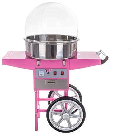 Todocarritos Máquina de Algodón de Azúcar Profesional con Carrito y Cúpula de Metacrilato Resistente. Algodonera Fácil de Limpiar para Eventos con Garantía Incluida.