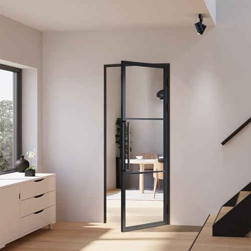 inova Glastür Komplettset 834x1972mm DIN rechts Griffstange Drehtür mit Beschlag und Zarge