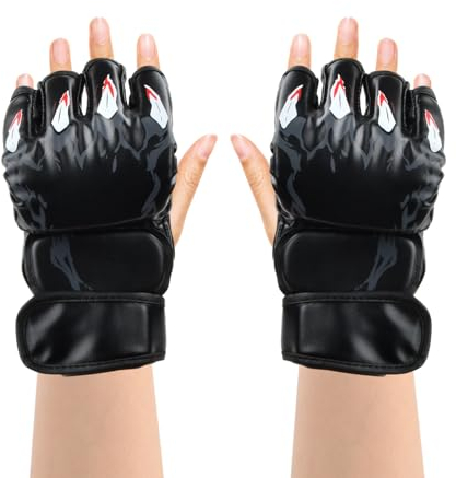 Boxhandschuhe Männer Damen Kinder, mma Sparring Handschuhe mit 3cm Verdickt Handschutz Lange Handgelenkriemen, Trainingshandschuhe Halbfinger Kampfhandschuhe Professionelle, Punchinghandschuhe Boxsack