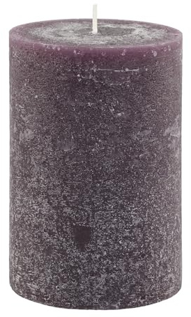 Chic antique macon rustik blockljus ljus antika altarljus 100 % paraffin lång brinntid, H15/D 10 cm plommon