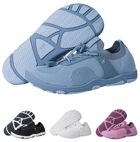 Hike Foortwear [New] Theora Pro - Ergonomic Supportive & Non-Slip Barefoot Shoes (Unisex) (Blue, UK Footwear Size System, Adult, Women, Numeric, Wide, 8)