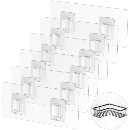 LIASDIVA 6 Pièces Adhésifs De Rechange pour Support Angle De Douche Crochets Adhésifs Puissants D'angle Étagère De Salle Bain Panier Porte Savon (Convient pour suspendre des bandes métalliques)