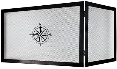 Pare-étincelles d’Angle Réversible pour Cheminée 80×50×50 – Modèle Dolomite Rose des Vents en Fer Forgé – Grille de Protection Sécurité Pare-feu Élégante Contre Étincelles et Feu