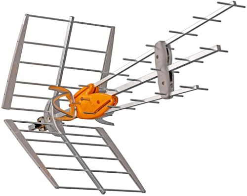 Antena UHF de recepción TDT, con Alto Rendimiento y diseño Compacto, Ideal para Mejorar la señal de televisión en Interiores y Exteriores.