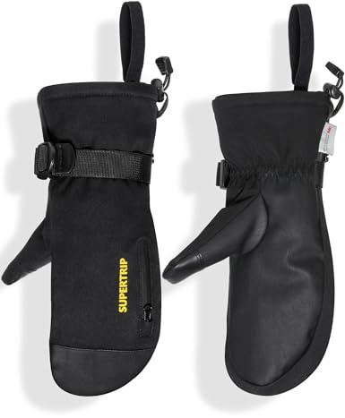 Supertrip Ski Mittens Women Men, Waterproof Ski Gloves Touch-Screen Anti-Slip Snow Mittens 3M Thinsulate, Warm Insulated in Cold Weather Winter