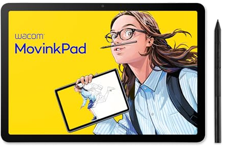 Wacom MovinkPad 11, Tablet Android 14 (11″) - Tableta Gráfica para jóvenes creativos, con Wacom Pro Pen 3, Pantalla nítida, Cristal antirreflejos, cámaras Frontal/Trasera y apps Creativas instaladas