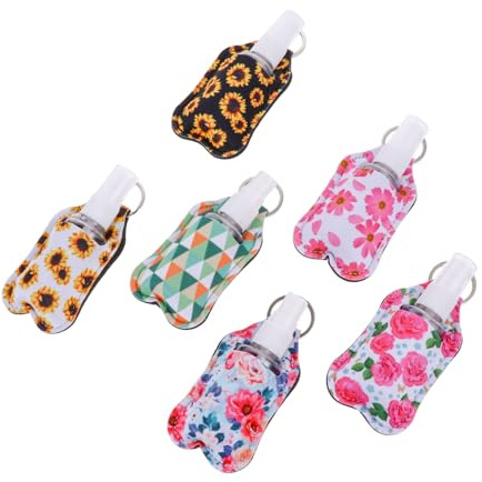DECOMELODY 6 Sets Refillable Empty Bottle Containers with Keychain Covers Portable Leakproof Travel Liquid Dispensers for Hand Lotion Shampoo Suitable for Men Women