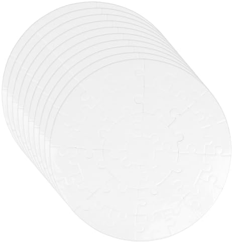 SAVITA 10 Láminas Redondas en Blanco para Rompecabezas, 20cm Transferencia Térmica Totalmente Blancas Rompecabezas DIY Pintables Escribir para Niños Juego de Ingenio