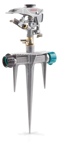 Gilmour Heavy Duty Circular Water Sprinkler with Spike Base, Rotating Sprinkler Head with Adjustable Spray Pattern, Lawn Sprinkler for Large Area Coverage