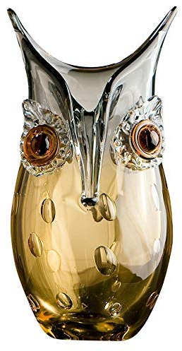 GILDE GLAS art Design-Vase Eule - Dekoobjekt handgefertigt aus Glas H 27 cm