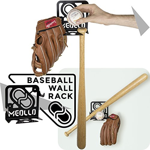 Support mural rangement pour batte de baseball (100% Acier) (Noir, One size)