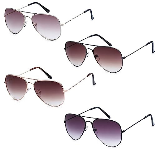 Got Shades Aviator Sunglasses for Men & Women - 100% UV Protection Classic Pilot Aviator for Mens - Sunglasses Pack of 4