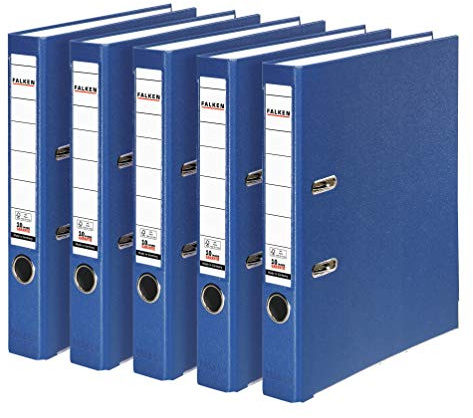 Original Falken 5er Pack PP-Color Kunststoff-Ordner. Made in Germany. 5 cm schmal DIN A4 blau Vegan Ringordner Aktenordner Briefordner Büroordner Plastikordner Schlitzordner