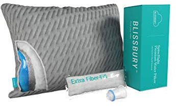 BLISSBURY Almohada de agua ajustable ~ Base de agua y relleno de fibra que se ajusta para ayudar a las personas que duermen de lado con dolor de hombro o cuello. Funda de almohada de bambú y almohadas
