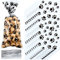 Blulu 100 Pieces Pet Paw Print Cone Cellophane Bags Heat Sealable Candy Bags Dog Paw Gift Bags Cat Treat Bags with 100 Pieces Silver Twist Ties for Pet Treat Party Favor