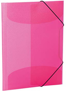 HERMA 19505 Portfolio Folders A4 Translucent Pink Pack of 3 Children's Plastic Corner Folder with Inner Flaps and Elastic Band, Sturdy Plastic Folders Set for Boys and Girls