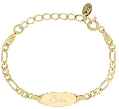 Giuzi Bracciale per Neonati o Ragazzi con Targhetta Personalizzabile in Argento 925 (oro, 10)