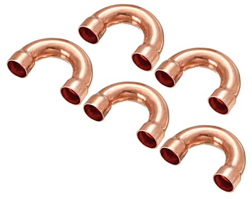 sourcing map Lot de 5 raccords coudés en forme de U à 180 degrés en cuivre pour tuyau de soudage à souder 12,7 mm ID pour système de climatisation et climatisation