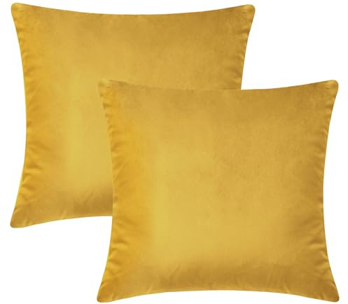 Hafaa Funda de Cojíns 45x45 cm Funda de Cojín de Terciopelo Suave Funda de Cojín Decorativo para Salón Dormitorio con Cierre de Cremallera Oculta (Amarillo Naranja)