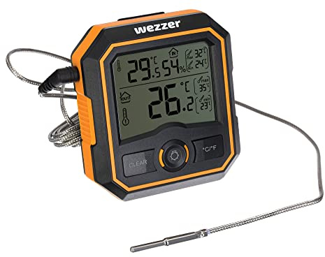 Levenhuk Wezzer SN20 Compact Portable Sauna Measuring Set of Digital Thermometer and Hygrometer with Detachable Wired Thermoprobe