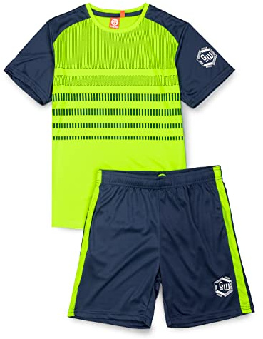 ALPHADVENTURE - Abbigliamento sportivo per bambini, set di 2 pezzi con tuta da ginnastica, maglietta a maniche corte e pantaloncini sportivi - Taglie da 6 a 14 anni