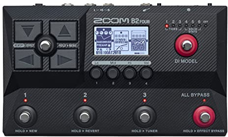 ZOOM B2 FOUR Bass Multi-Effektpedal mit Amp- und DI-Emulation für Bühne, Studio und Recording, mit Looper und Rhythmusmaschine