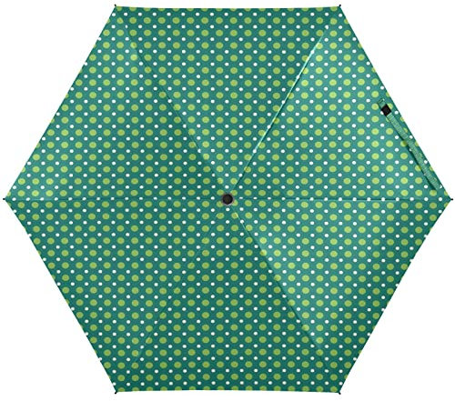 KAAVIYO Grün Gepunktet Weiß Regenschirm UV-Schutz Taschenschirm Umbrella Klein Leicht Schirm Kompakt Schirme für Mädchen Reise Strand Frauen