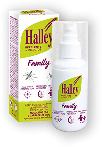 Halley - Family Repelente Repelente de Insectos 100 ml para Mayores de 1 Año para Niños y Adultos Anti Mosquitos Transmisores de Enfermedades Tropicales y Mosquitos Tigre Ideal para Viajes