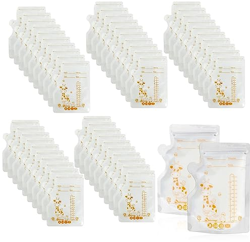 XPEX 50 Stück Muttermilchbeutel,Breast Milk Storage Bags,Vorsterilisierte Aufbewahrungsbeutel, Muttermilch Aufbewahrungsbeutel, Milchgefrierbeutel,Doppelreißverschluss Frischhaltebeutel (250 Ml)
