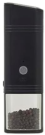 Kamenstein USB Rechargeable Gravity Feed Grinder, Filled With Peppercorns, Black