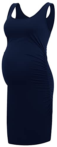 Smallshow Women's Maternity Dress Sleeveless Ruched Pregnancy Clothes Summer