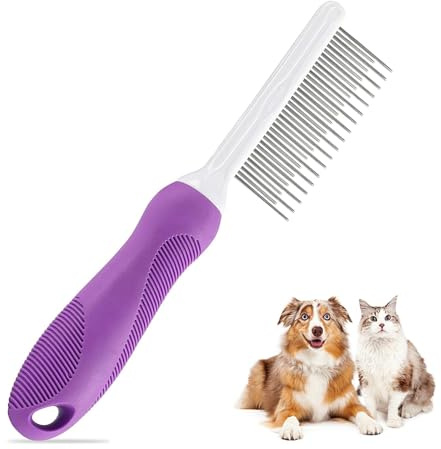Spazzola per Gatti Cani Pelo Lungo Pettine per Animali Domestici in Acciaio Inossidabile Pettine per Toelettatura,Spazzola per Sottopelo Rimuove Grovigli per Cane Pelo Lungo,Medio e Corto(B)