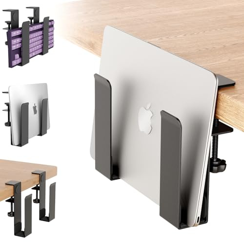 otuiaim Rangement Latéral de Bureau pour Laptop - avec Pince sans Perçage - Support Organisateur en Acier Inoxydable pour Ordinateurs Portable, Tablettes, Claviers - pour Appareils Jusqu’à 38mm