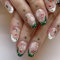 Christmas False Nails - 24pcs Oval Short Press on Nails - Stick on Nails with Green White French Tip Snowflake Candy Hat Pattern - Xmas Nude Fake Nails with Glue Acrylic Nails for Women in 12 Sizes