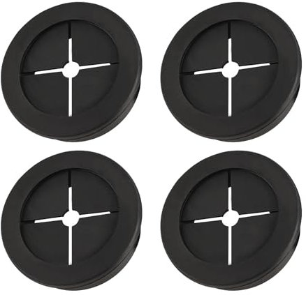 4 Pcs Black Round Cable Grommet,Flexible Soft Rubber Grommets,Durable 32mm Desk Hole Grommet,Reuasble Anti-Dust Cable Hole Cover,for Office Home Computer Desk Cable Cord Organize