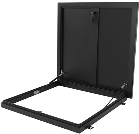 Roof Hatch Heavy Duty Attic Hatch Cover, Metal Emergency Access Security Door for Home Industries, Weather Proofing Roof Hatch Basement Vent Lid (Black 27.5 * 27.5 inches)