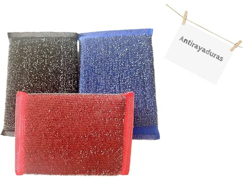 Estropajo de Aluminio de Microfibra Limpia Cristales, para Eliminar la Cal y la Suciedad más incrustada. Esponja rascadora antirayaduras para la Cocina, grifos y más. (Random 1 o 2 Colores)