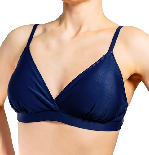 Aquarti Bikini Top Donna – Reggiseno da Bagno Comodo, Coppe A–D, Vari Colori e allacciature, Stile Senza Tempo, Design 042 - con Cinturini/Blu Scuro, 40 Cup C