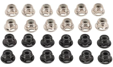 SUNGOOYUE M4 Flange Blocco Dadi in Metallo Durevole Previene L'allentamento per Il Dado a Vite RC 1/10 RC per, HSP Assiale SCX10 D90, Modelli HPI 24pcs Silver