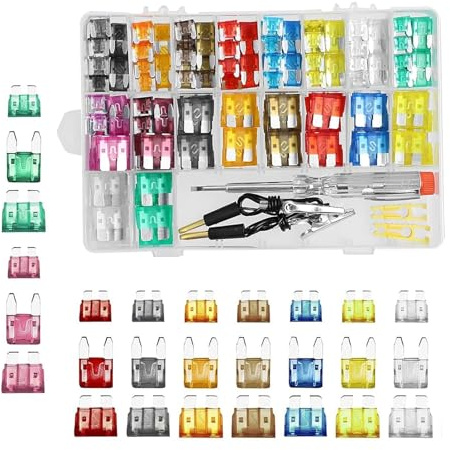 Opuweiy Car Fuse Tester, 306PCS Mini Fuse 2A 5A 7.5A 10A 15A 20A 25A 30A 35A, Automotive Fuse Assortment Kit