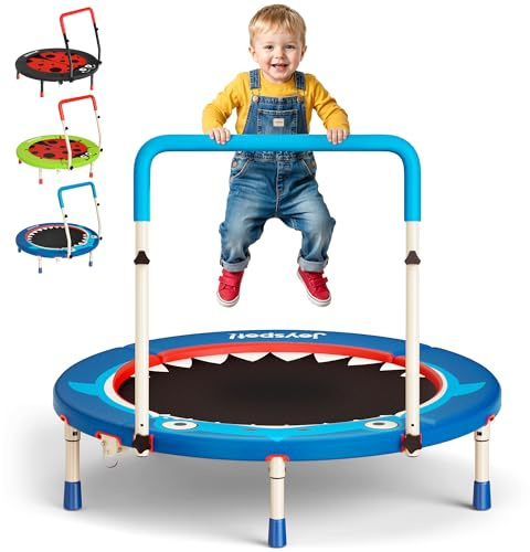3FT Foldable Mini Kids Trampoline with Adjustable Handle, Supports 100 lbs