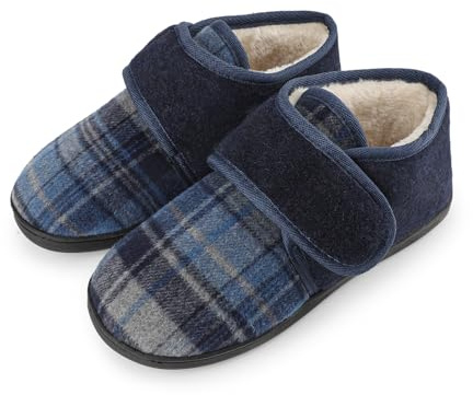 riemot Pantuflas para hombre, cómodas, con suela de espuma viscoelástica, con gancho ajustable, autoadhesivas, cálidas, transpirables, para interiores y exteriores, para hombre 42 EU