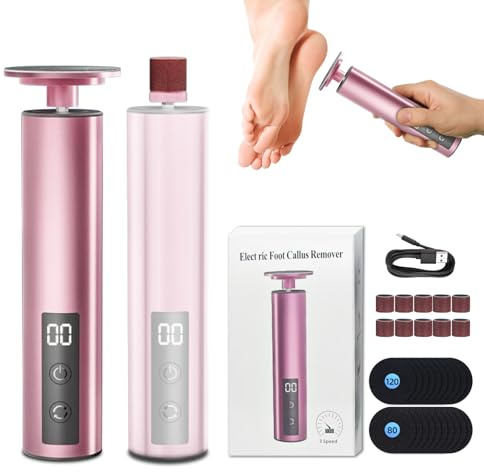 2-in-1 Pedicure Elettrico Professionale Piedi, Multifunzionali Pedicure Elettrico con 20 Dischetti Sostituibili, Attrezzi per Cura dei Piedi per Uomo e Donna, 3 Velocità Regolabile