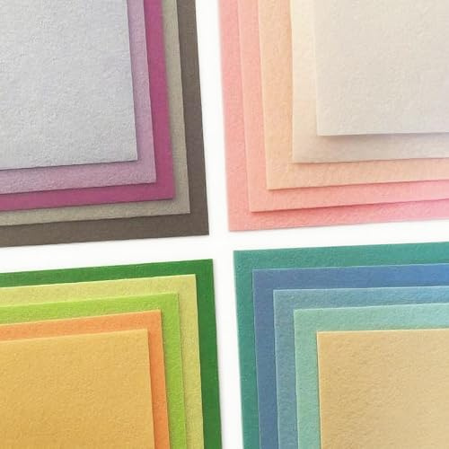 44 hojas de tela de fieltro de colores de 2 mm de grosor, cuadrados de fieltro de 10 x 10 cm, suaves para manualidades, fieltros de color macaron para proyectos de bricolaje