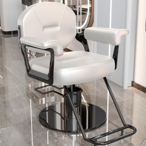 Barberstol, snurrbar frisörstol med hydraulisk höjdjustering | Justerbar vilstol för barberare, salongsskönhetsfrisörstol, 360 graders vridbar med hjul, justerbar höjd