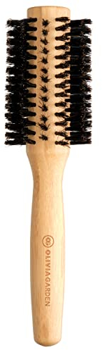 Olivia Garden Healthy Hair Spazzola Termica Rotonda in Bambù con setole in puro cinghiale, Diametro 30mm - Spazzola ecologica in bambù con setole in puro cinghiale per capelli brillanti