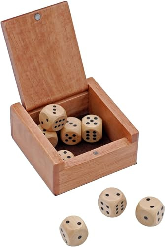 WE Games Wooden Dice Box with 8 Rounded Wooden Dice - Instructions for 10 Dice Games