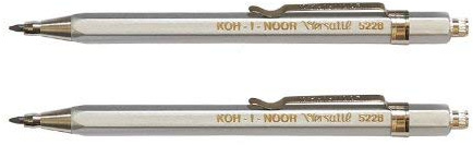 KOH-I-NOOR Fallbleistift No. 5228CL kurz Druckbleistift Metall 2er Set silber